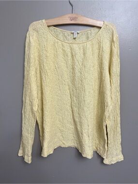 J. Jill Textured Cotton blend Top XL Butter Yellow 3/4 Sleeve stretch